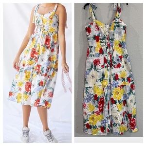 Urban outfitters Positano Linen Tie-Shoulder Midi Dress